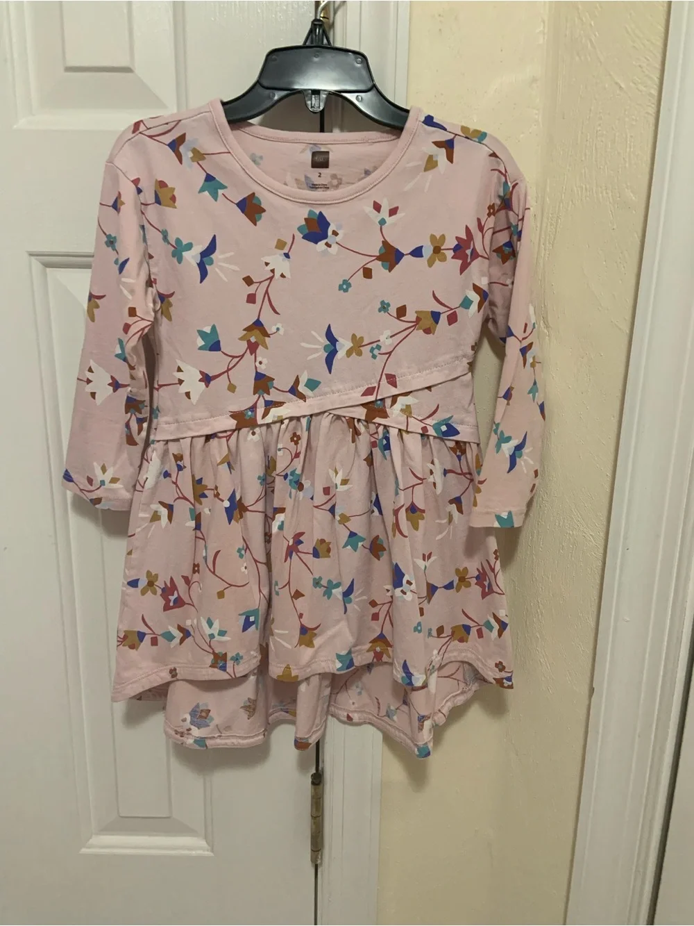Tea Collection Pink Floral Long-Sleeve Gathered Dress